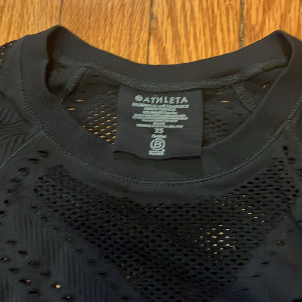 Athleta Black Long Sleeve Mesh-Detail Tee - Picture 5 of 5